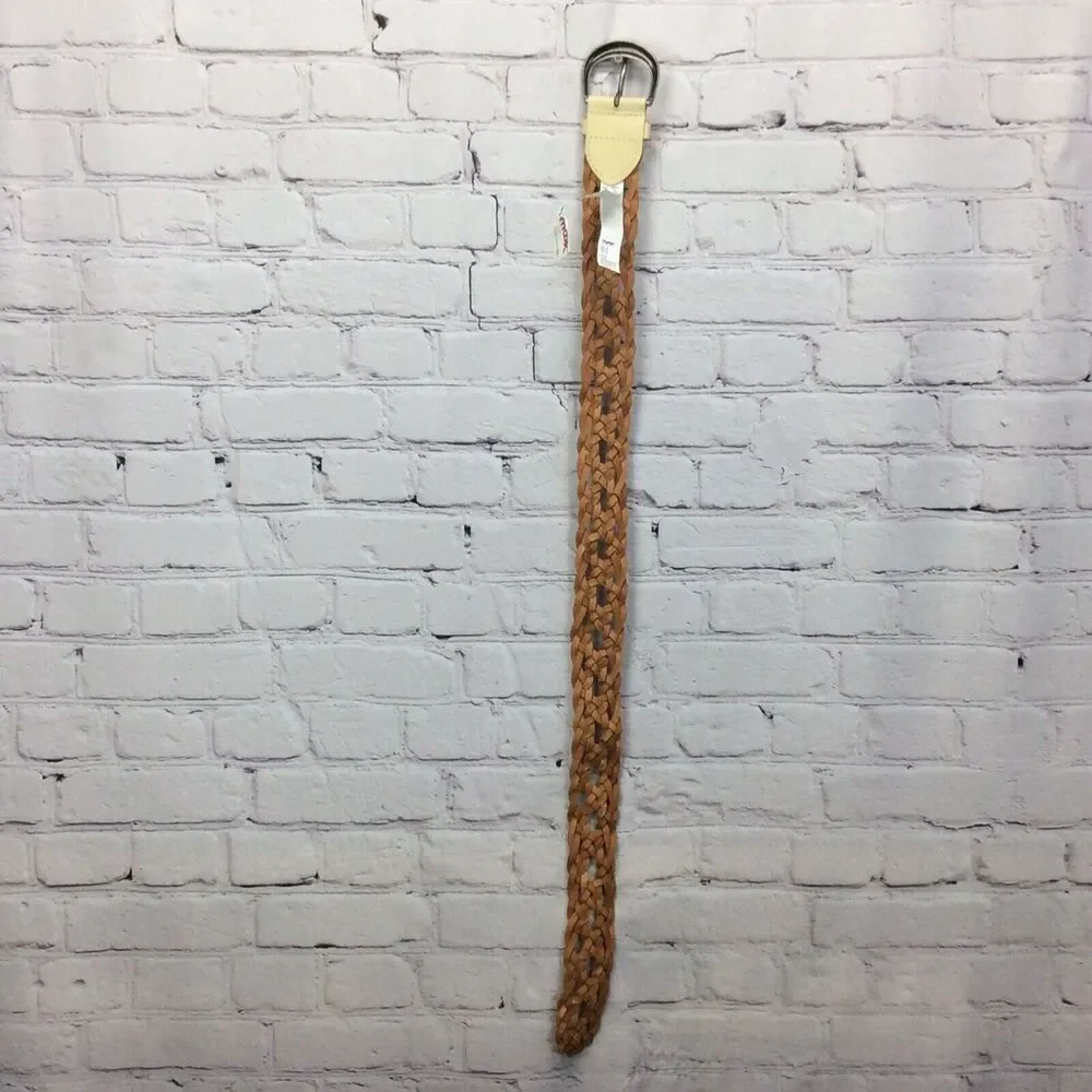 American Eagle Outfitters Braided Leather Belt Women's XS/S Ivory Boho Casual